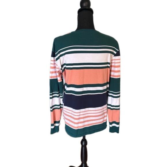 PacSun Striped Green & Peach Long-Sleeve Shirt – Size M - Picture 3 of 6